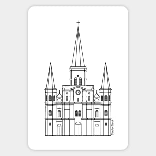 New Orleans St. Louis Cathedral Minimalist Black Outline Magnet